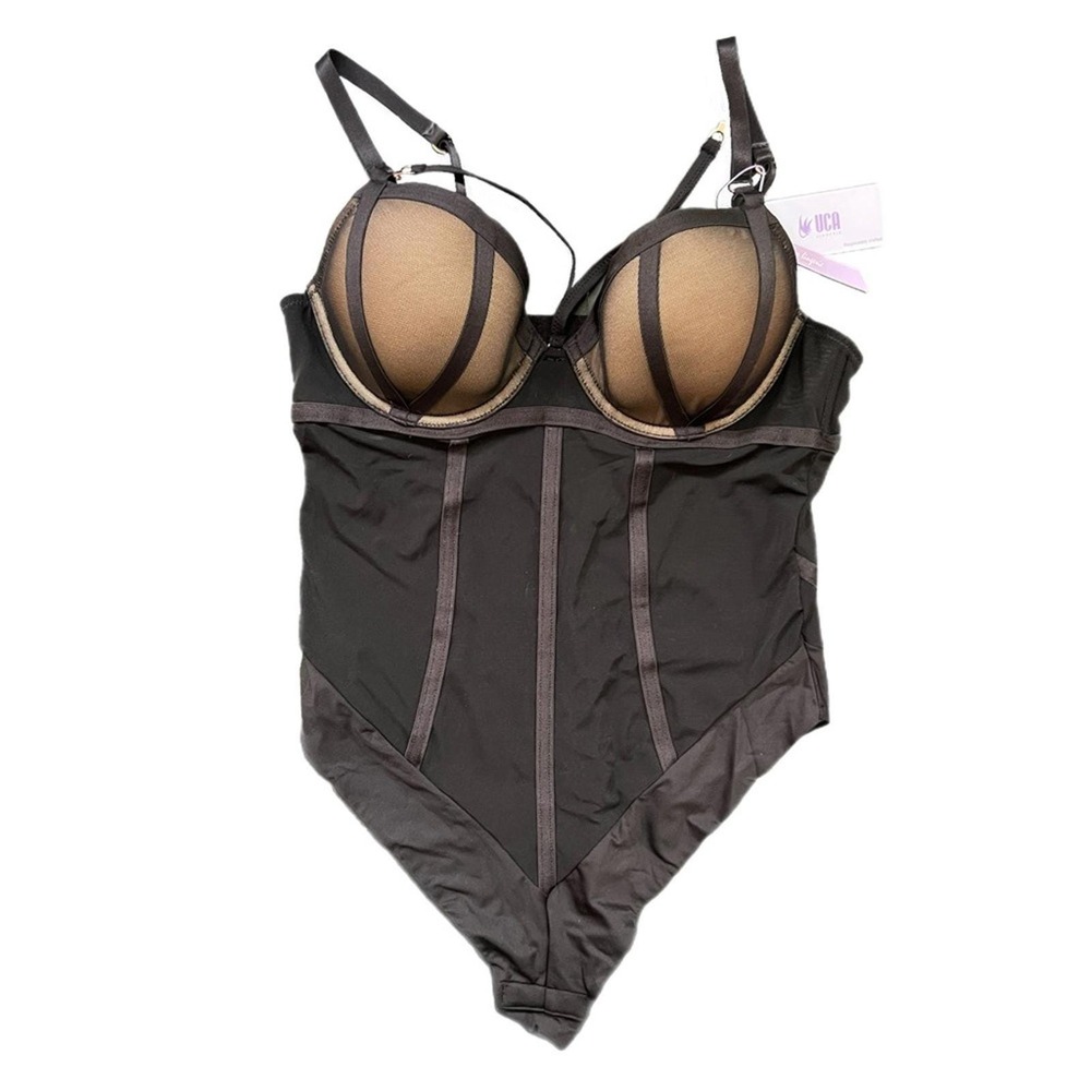 UCA‎ Lingerie Women Black One-Piece Bodysuit w/ Underwire - 36B